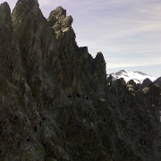 1^ fase della ferrata - si passa sulla parete ovest del Gendarme (3.044 m)